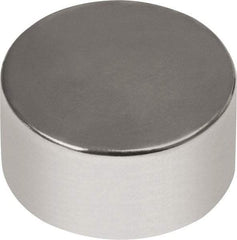 Mag-Mate - 1/2" Diam x 1/4" High Neodymium Rare Earth Magnet - 10.88 Lb Max Capacity, 180°F Max, Nickel Plated - Makers Industrial Supply