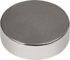 Mag-Mate - 1/2" Diam x 1/8" High Neodymium Rare Earth Magnet - 6.08 Lb Max Capacity, 180°F Max, Nickel Plated - Makers Industrial Supply