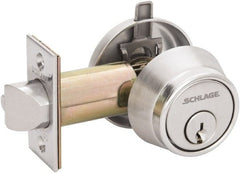 Schlage - 1-3/8 to 1-3/4" Door Thickness, Satin Chrome Finish, Medium-Duty Deadbolt - - Exact Industrial Supply