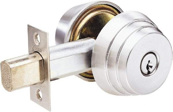 Arrow Lock - 1-3/8 to 1-3/4" Door Thickness, Satin Chrome Finish, Double Cylinder Deadbolt - Makers Industrial Supply