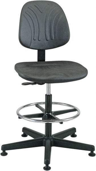 Bevco - 19 to 26-1/2" High Pneumatic Height Adjustable Chair - 27" Wide x 27" Deep, Polyurethane Seat, Black - Makers Industrial Supply