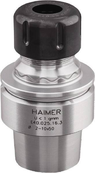 HAIMER - 1/8" to 5/8" Capacity, 2.36" Projection, HSK40E Hollow Taper, ER25 Collet Chuck - 0.0001" TIR, Through-Spindle & DIN Flange Coolant - Exact Industrial Supply