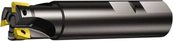 Sandvik Coromant - 32mm Cut Diam, 10mm Max Depth of Cut, 32mm Shank Diam, 100mm OAL, Indexable Square Shoulder End Mill - Multiple Insert Styles, Weldon Shank, 90° Lead Angle, Through Coolant, Series CoroMill 390 - Makers Industrial Supply