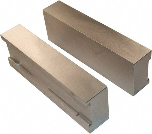 Jet Machining - 6" Wide x 2" High x 1-1/8" Thick, Flat/No Step Vise Jaw - Soft, Aluminum, Moveable Jaw, Compatible with 6" Vises - Makers Industrial Supply