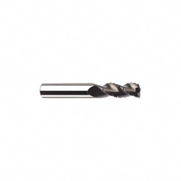 SGS - 1/4" Diam, Coarse Pitch, 3/4" LOC, 3 Flute Solid Carbide 0.02" Corner Radius Roughing End Mill - TiB2 Finish, 2-1/2" OAL, 1/4" Shank Diam, Single End, Centercutting, 38° Helix - Makers Industrial Supply