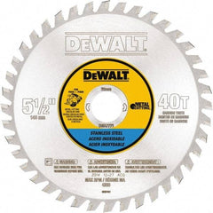 DeWALT - 5-1/2" Diam, 25/32" Arbor Hole Diam, 40 Tooth Wet & Dry Cut Saw Blade - Steel, Crosscutting Action, Standard Round Arbor - Makers Industrial Supply