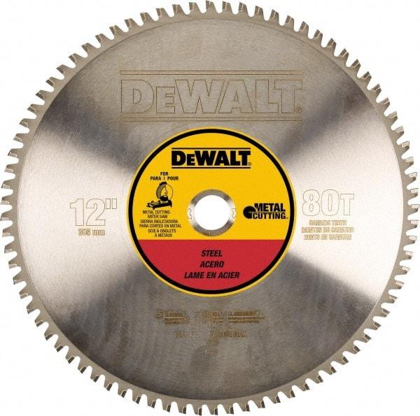 DeWALT - 12" Diam, 1" Arbor Hole Diam, 80 Tooth Wet & Dry Cut Saw Blade - Steel, Crosscutting Action, Standard Round Arbor - Makers Industrial Supply