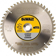 DeWALT - 7-1/4" Diam, 5/8" Arbor Hole Diam, 48 Tooth Wet & Dry Cut Saw Blade - Steel, Crosscutting Action, Standard Round Arbor - Makers Industrial Supply