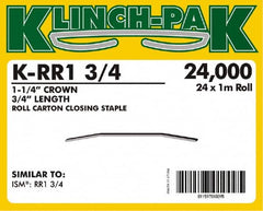 Klinch-Pak - 3/4" Long x 1-1/4" Wide, 0 Gauge Wide Crown Construction Staple - Steel, Copper Finish, Chisel Point - Makers Industrial Supply
