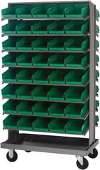 Quantum Storage - 80 Bin Sloping Shelf - 36 Inch Overall Width x 24 Inch Overall Depth x 66 Inch Overall Height, Green Polypropylene Bins - Makers Industrial Supply