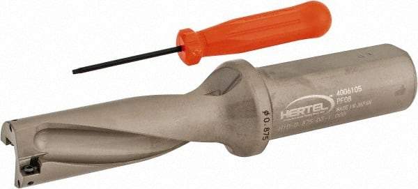 Hertel - 2-5/8" Max Drill Depth, 3xD, 7/8" Diam, Indexable Insert Drill - 2 Inserts, 1" Shank Diam, Straight Shank - Makers Industrial Supply