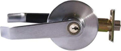 Arrow Lock - Entry Lever Lockset - 2-3/4" Back Set, Steel, Brushed Chrome Finish - Makers Industrial Supply