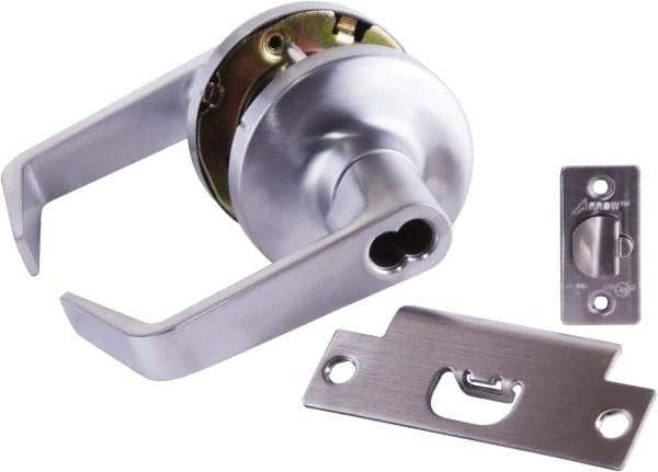 Arrow Lock - Storeroom Lever Lockset - 2-3/4" Back Set, Steel, Brushed Chrome Finish - Makers Industrial Supply