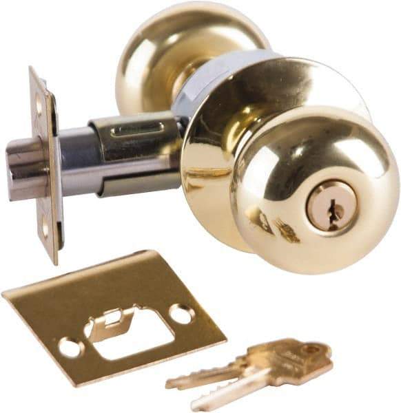 Arrow Lock - Entrance Lever Lockset - 2-3/4" Back Set, Steel, Bright Brass Finish - Makers Industrial Supply