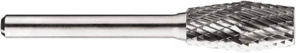 SGS Pro - 1/2" Cut Diam, 1/4" Shank Diam, Inverted Cone Head Double Cut Burr - Carbide, Flat End, 1" LOC, 1" OAL - Makers Industrial Supply