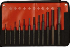 Mayhew - 12 Piece, 1/16 to 1/2", Pin Punch Set - Hex Shank, Steel, Comes in Kit Bag - Makers Industrial Supply