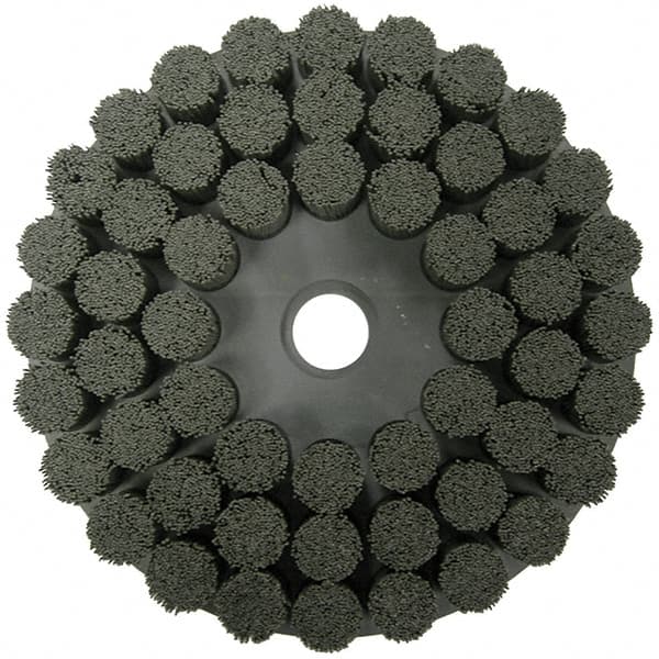 Weiler - 10" 120 Grit Ceramic Crimped Disc Brush - Fine Grade, Drive Arbor Connector, 1-1/2" Trim Length, 1-1/4" Arbor Hole - Makers Industrial Supply