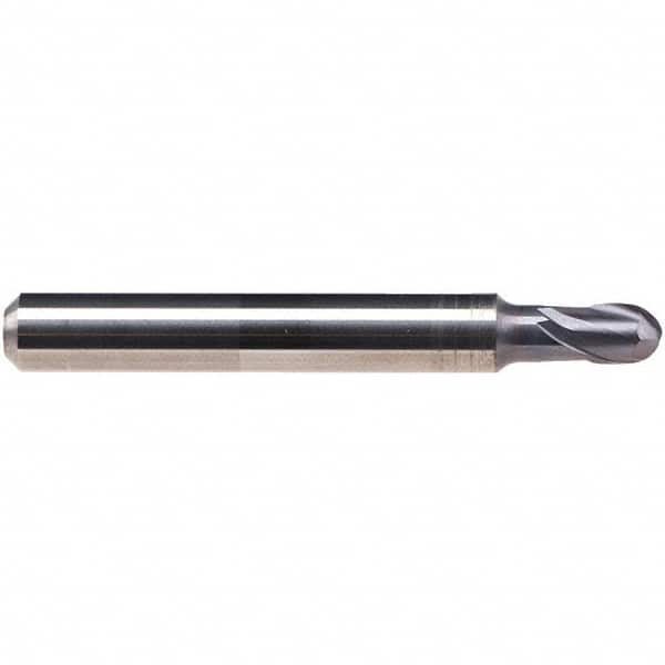 Ball End Mill: 2 Flute, Solid Carbide 57 mm OAL, 6 mm Shank Dia, TiAlN Coated, Series 1966A