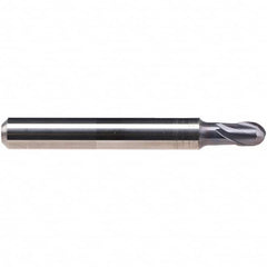 Ball End Mill: 2 Flute, Solid Carbide 57 mm OAL, 6 mm Shank Dia, TiAlN Coated, Series 1966A