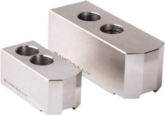 Samchully - 304mm Max Chuck Capacity, 1.5mm x 60° Serrated Interface, Square Soft Lathe Chuck Jaw - 3 Jaw, Steel, 30mm Btw Mount Hole Ctrs, 129mm Long, 50mm Wide, 50mm High, 18mm Groove, M14mm Fastener - Makers Industrial Supply