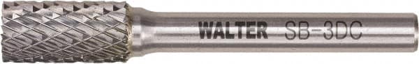 WALTER Surface Technologies - 3/8" Cut Diam, 1/4" Shank Diam, Cylinder Head Double Cut Burr - Tungsten Carbide, 3/4" LOC, 3-3/4" OAL - Makers Industrial Supply