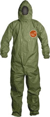 Dupont - Size 2XL Hazmat Chemical Resistant General Purpose Coveralls - Green, Zipper Closure, Elastic Cuffs, Elastic Ankles, Taped Seams - Makers Industrial Supply