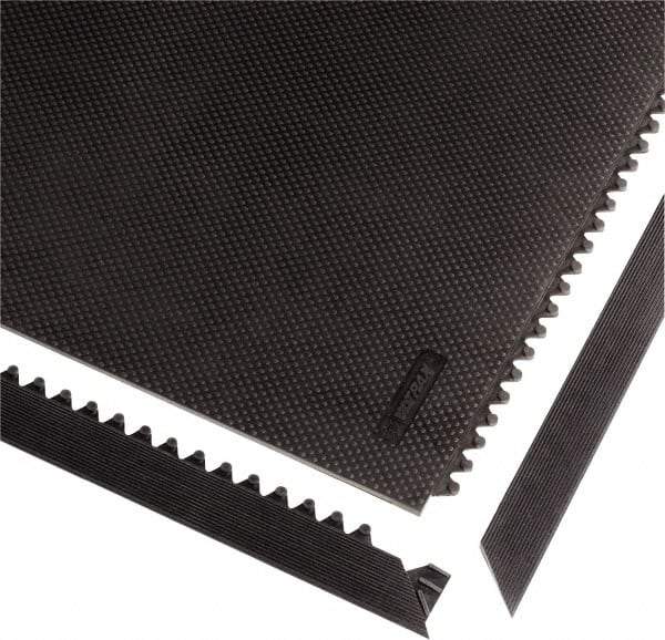 Notrax - 3' Long x 2" Wide x 1/2" Thick, Anti-Fatigue Modular Matting Tiles - Female, 4 Interlocking Sides, Black, For Dry Areas, Series 041 - Makers Industrial Supply