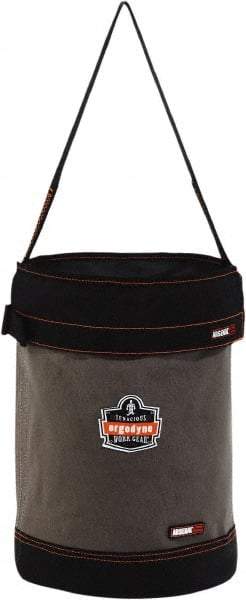 Ergodyne - 1 Pocket Gray & Black Canvas Tool Bucket - 12-1/2" Wide x 12-1/2" Deep x 17" High - Makers Industrial Supply