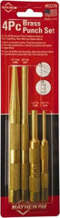 Mayhew - 4 Piece, 3/16 to 3/8", Assorted Brass Punch Kit - Round Shank, Brass, Comes in Carded - Makers Industrial Supply