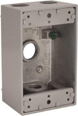 Hubbell-Raco - 1 Gang, (4) 1/2" Knockouts, Aluminum Rectangle Device Box - 4-1/2" Overall Height x 2" Overall Depth, Weather Resistant - Makers Industrial Supply