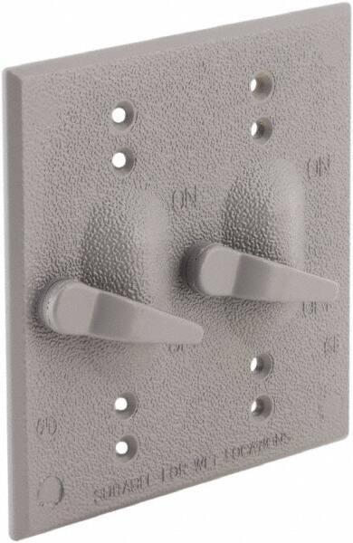 Hubbell-Raco - 2 Outlet, Powder Coat Finish, Rectangle Weather Resistant Box Cover - 0.859" Long x 4-17/32" Wide x 4-17/32" High, Wet Location, Aluminum, CSA Certified & UL Listed - Makers Industrial Supply