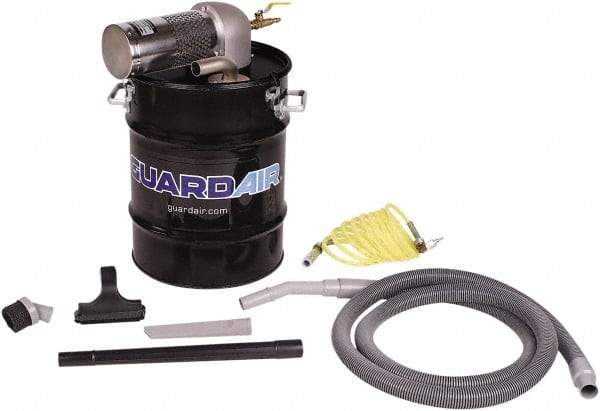 Guardair - 10 Gal Steel Tank, Air Powered Wet/Dry Vacuum - 5 Peak hp, 10' Hose Fitting, Cordless, Cartridge Filter - Makers Industrial Supply