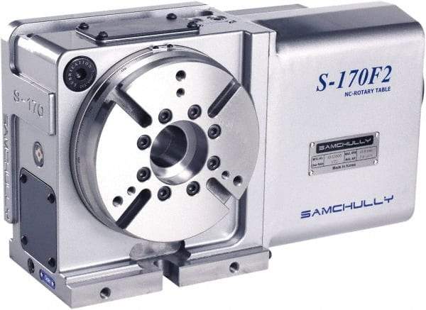 Samchully - 1 Spindle, 210mm Horizontal & Vertical Rotary Table - 200 kg (440 Lb) Max Horiz Load, 170mm Centerline Height, 45mm Through Hole - Makers Industrial Supply