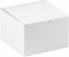 Made in USA - 6" Wide x 6" Long x 4" High Rectangle Chipboard Box - 1 Wall, White - Makers Industrial Supply