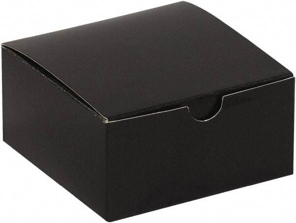 Made in USA - 4" Wide x 4" Long x 2" High Square Chipboard Box - 1 Wall, Black Gloss - Makers Industrial Supply