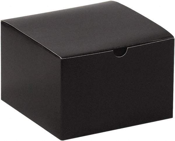 Made in USA - 6" Wide x 6" Long x 4" High Square Chipboard Box - 1 Wall, Black Gloss - Makers Industrial Supply