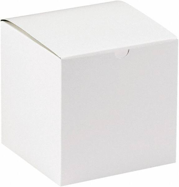 Made in USA - 7" Wide x 7" Long x 7" High Square Chipboard Box - 1 Wall, White - Makers Industrial Supply