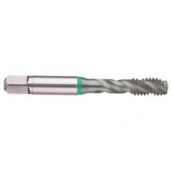 M18x2.5 6H 4-Flute Cobalt Green Ring Semi-Bottoming 40 degree Spiral Flute Tap-TiCN - Makers Industrial Supply