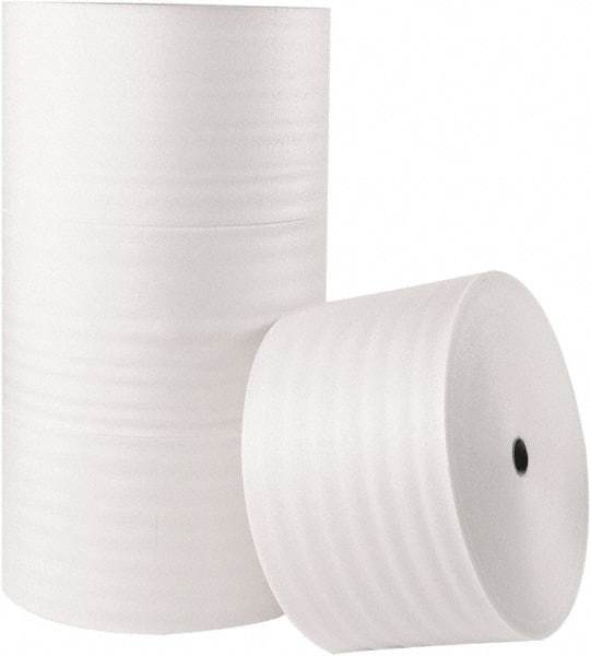 Made in USA - 900' Long x 12" Wide x 1/16" Thick, Polyethylene Foam - White - Makers Industrial Supply