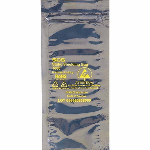 Made in USA - 8" Long x 4" Wide, 3.1 mil Thick, Self Seal Static Shield Bag - Transparent, Metal-In, Standard Grade - Makers Industrial Supply