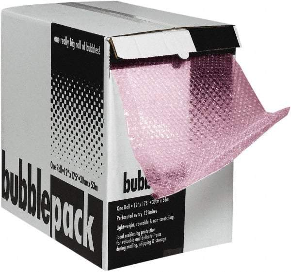 Made in USA - 2,100" Long x 24" Wide, Antistatic Bubble Roll - Pink, Standard Grade - Makers Industrial Supply