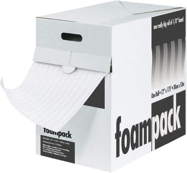 Made in USA - 175' Long x 24" Wide x 1/8" Thick, Polyethylene Foam - White - Makers Industrial Supply