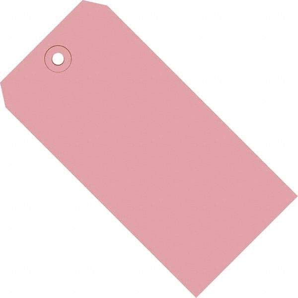 Made in USA - 6-1/4" High x 3-1/8" Long, Safety & Facility Blank Tag - Pink Cardstock - Makers Industrial Supply