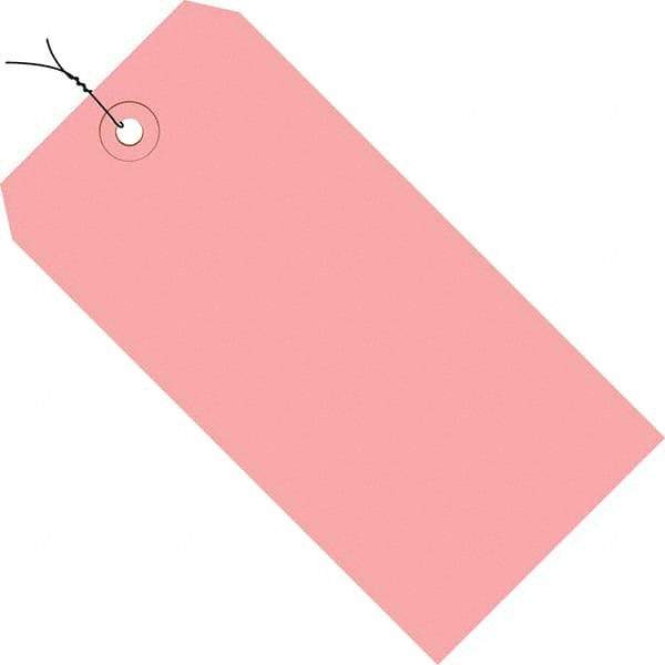 Made in USA - 4-3/4" High x 2-3/8" Long, Safety & Facility Blank Tag - Pink Cardstock - Makers Industrial Supply