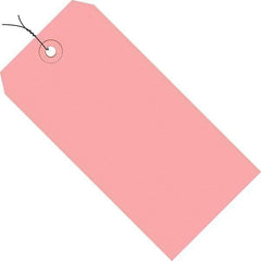 Made in USA - 3-3/4" High x 1-7/8" Long, Safety & Facility Blank Tag - Pink Cardstock - Makers Industrial Supply