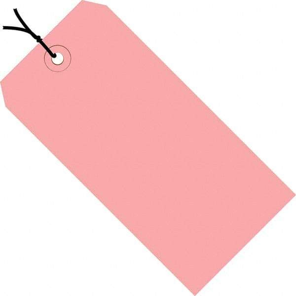 Made in USA - 3-3/4" High x 1-7/8" Long, Safety & Facility Blank Tag - Pink Cardstock - Makers Industrial Supply