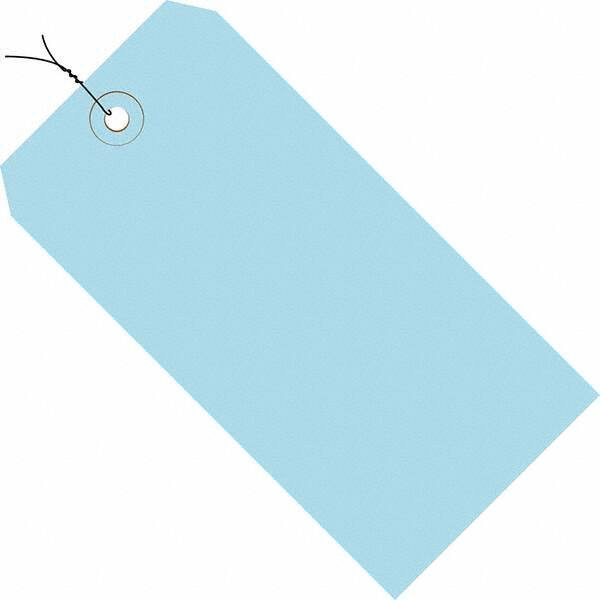 Made in USA - 5-3/4" High x 2-7/8" Long, Safety & Facility Blank Tag - Light Blue Cardstock - Makers Industrial Supply