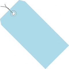 Made in USA - 5-1/4" High x 2-5/8" Long, Safety & Facility Blank Tag - Light Blue Cardstock - Makers Industrial Supply