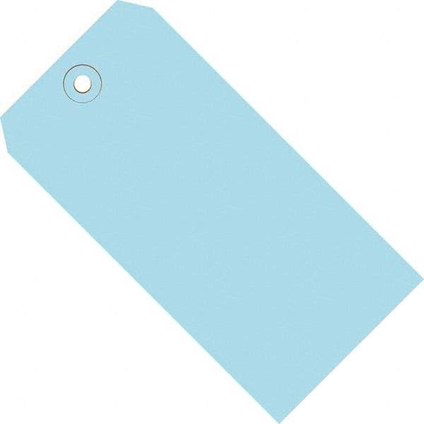 Made in USA - 5-1/4" High x 2-5/8" Long, Safety & Facility Blank Tag - Light Blue Cardstock - Makers Industrial Supply