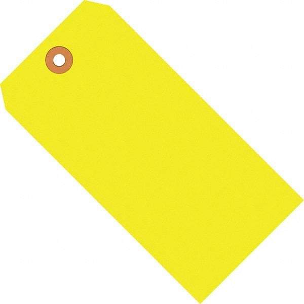 Made in USA - 5-3/4" High x 2-7/8" Long, Safety & Facility Blank Tag - Fluorescent Yellow Cardstock - Makers Industrial Supply